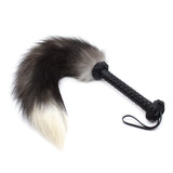 Fox Tail Feather Whip, Sexy Strap Leather Handle Flogger Tickler Whips