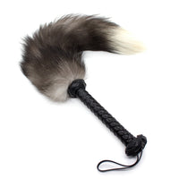 Fox Tail Feather Whip, Sexy Strap Leather Handle Flogger Tickler Whips