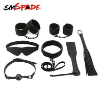 Open Mouth Ring Gag Leather Blindfold and Feather Tickler Black For Play