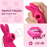 3-IN-1 Sucking Licking Rabbit Vibrating G-spot Clit Sucking Vibrator Nipple Stimulation Tongue Massager Sex Toy for Women