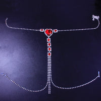 Rhinestone Non Piercing Red Nipple Chain Jewelry - Ships From US