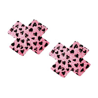 Ultra-thin Glitter Pink Print Chest Sticker 1 Pair (2 Pcs) Breast Pasties Nipple Cover