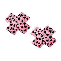 Ultra-thin Glitter Pink Print Chest Sticker 1 Pair (2 Pcs) Breast Pasties Nipple Cover
