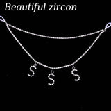 Fashion Rhinestone sexy double nipple body chain Jewelry