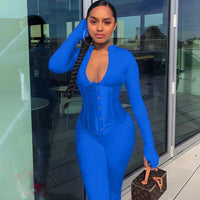 Sexy Bodycon Long Romper Women Jumpsuit corset 2 pieces set - Ships From US