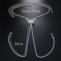 Rhinestone Non Piercing Jewelry Chain Necklace Festival Accessories Butterfly Nipple Chain Jewelry