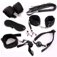 Nylon BDSM Sex Bondage Set Handcuffs Nipple Clamps Collar Gag Whip Rope Tail Anal plug Vibrator Couples Sex Toys for Adults bdsm