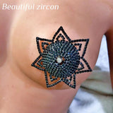 2pcs fashion crystal round tassel chest petal sexy nipple set bra sticker shiny Rhinestone Pasties