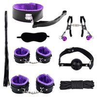 High Quality Erotic Sex Toy Kit, Bondage Handcuffs Sex Game Whip Gag Nipple Clamps - Ships From US