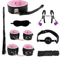 High Quality Erotic Sex Toy Kit, Bondage Handcuffs Sex Game Whip Gag Nipple Clamps - Ships From US