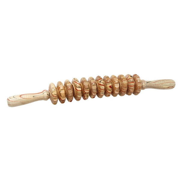 12 wheel Wood Therapy Roller Stick Massage Tool